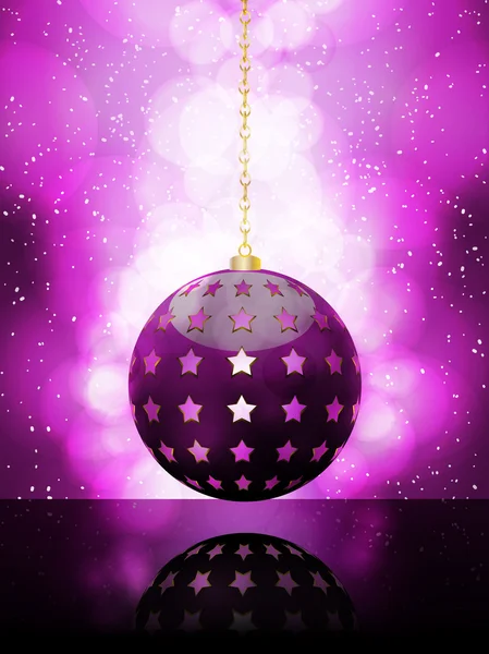 Glowing purple christmas bauble — Stock Vector