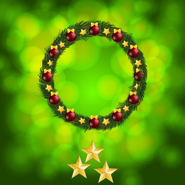 輝くクリスマスの花輪 — ストックベクタ