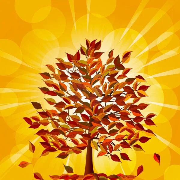 Őszi fa egy arany háttér — Stock Vector