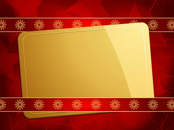 Ouro cartão de presente de Natal em um fundo vermelho — Vetor de Stock