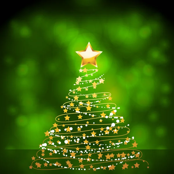 Árvore de Natal de ouro brilhante — Vetor de Stock