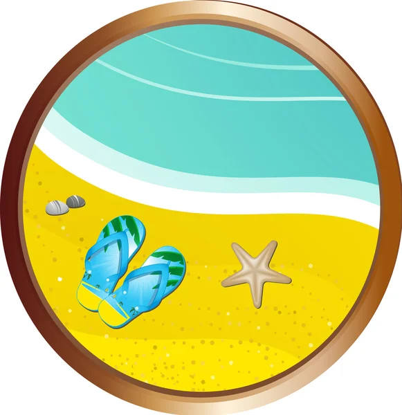 Flipflops na borda de areia — Vetor de Stock