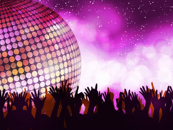 Glowing disco party and crowd — Stock Vector