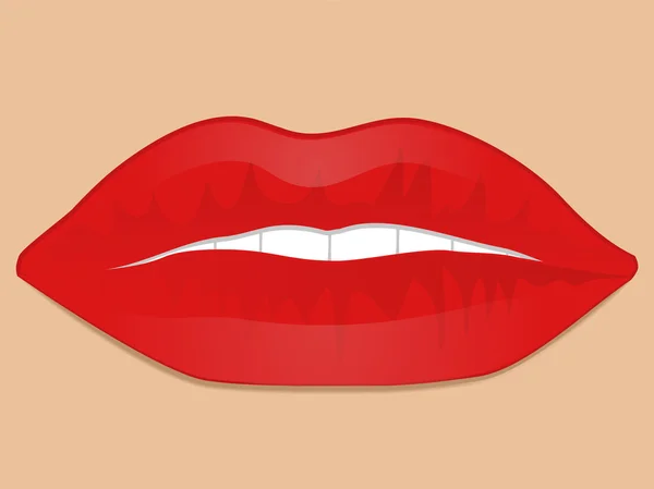 Glossy red lips — Stock Vector