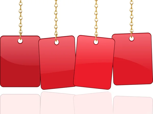 Rote Karten hängen an Ketten — Stockvektor