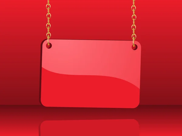 チェーンからぶら下がっている光沢のある赤いカード — ストックベクタ