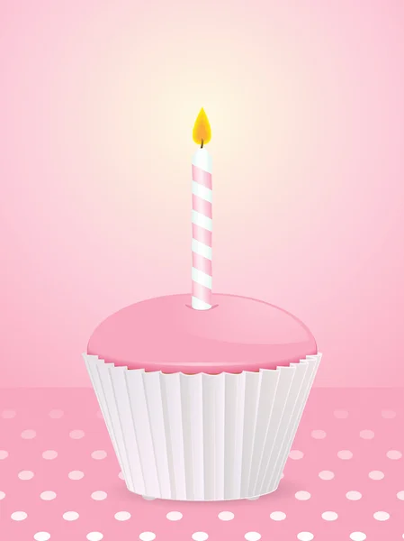Розовый день рождения кекс фоне — стоковый вектор