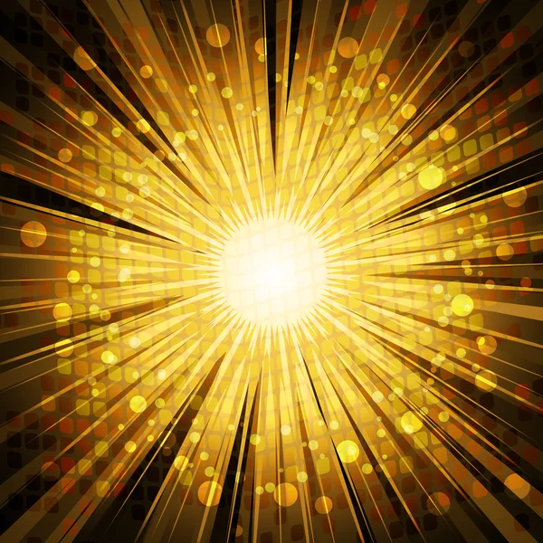 Gyllene ljus explosion bakgrund — Stock vektor