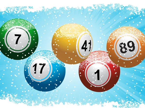Jul lotteri bingo bakgrund och snö — Stock vektor
