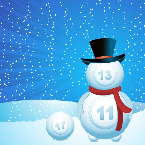 Bingo loterie boule bonhomme de neige — Image vectorielle