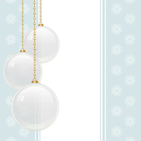 White glass baubles on a blue background — Stock Vector