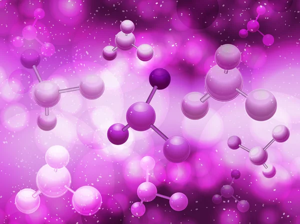Molekyl 3d bakgrund lila — Stock vektor