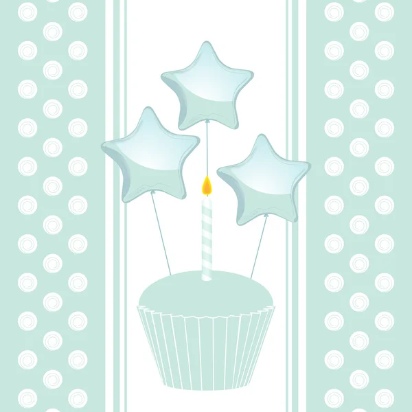 Kék birthday cupcake háttér — Stock Vector