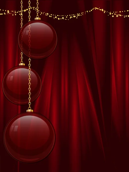 Bola roja de Navidad sobre un fondo de seda — Archivo Imágenes Vectoriales