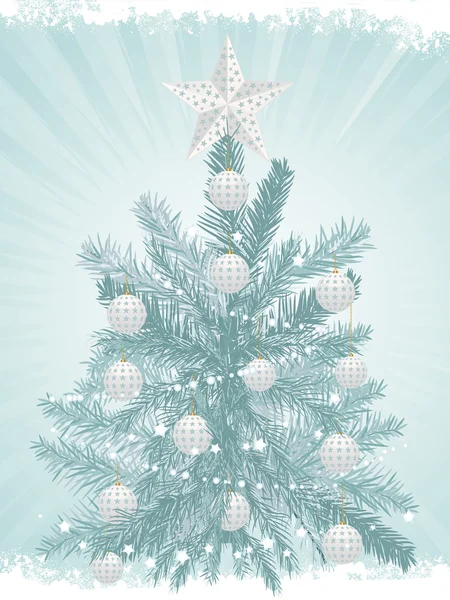 Árbol de Navidad blanco y fondo baubles2 — Stockvector