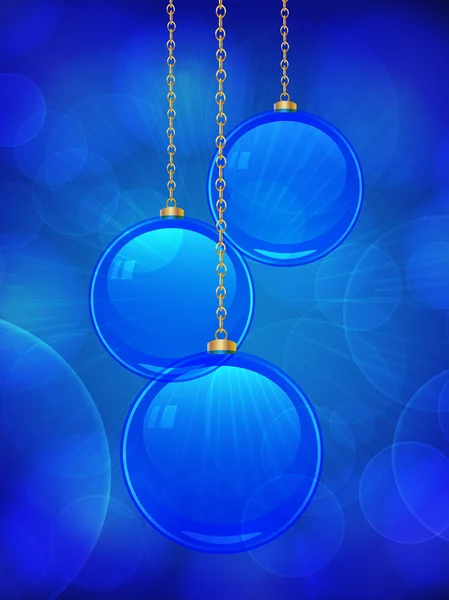 Vidro azul Natal bauble fundo — Vetor de Stock