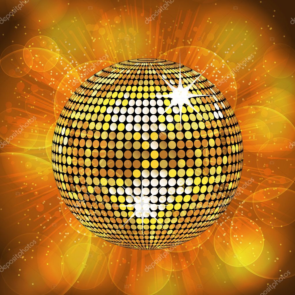 Gold disco ball party background Stock Vector by ©elaineitalia
