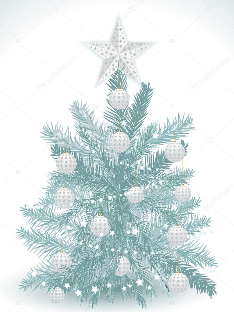 Christmas tree background and white baubles