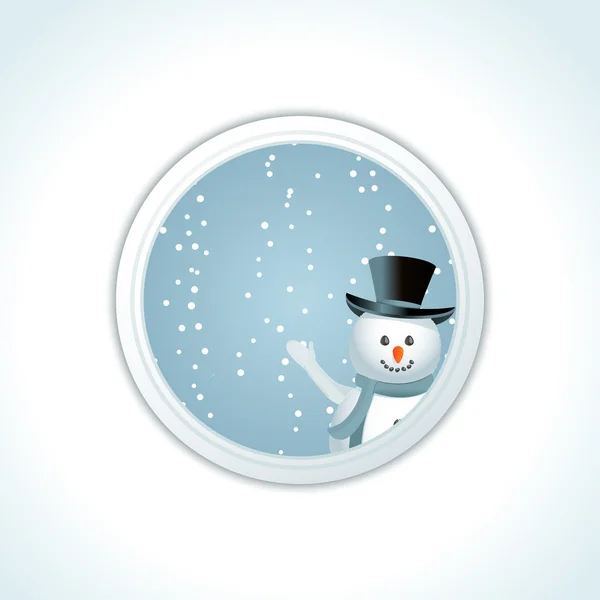 手を振っているクリスマス雪だるま — ストックベクタ