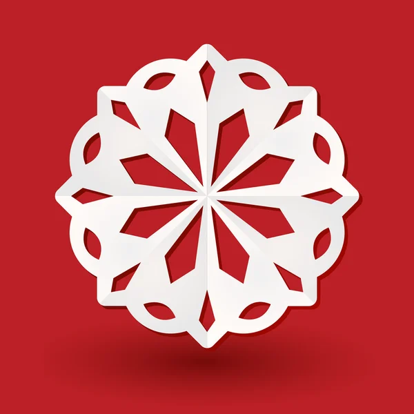 Paper snowflake on red — Stock Vector