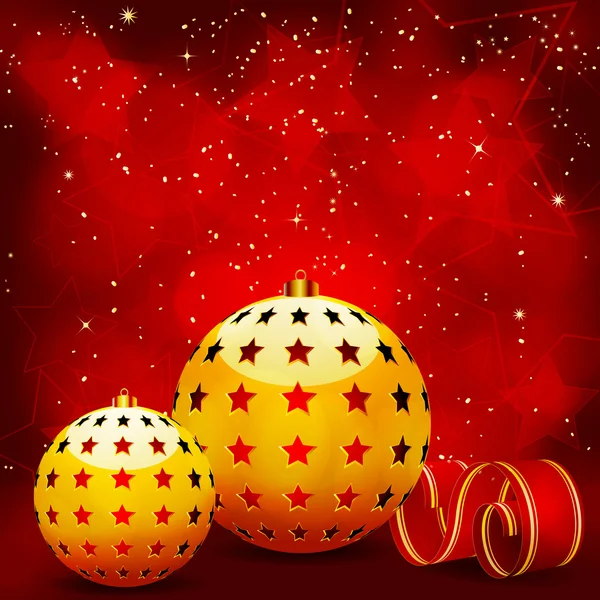 Boules et banderoles de Noël en or — Image vectorielle