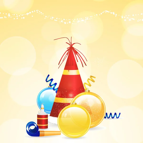 Christmas party hat and streamers — Stock Vector
