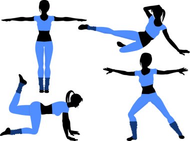 Aerobics silhouettes clipart