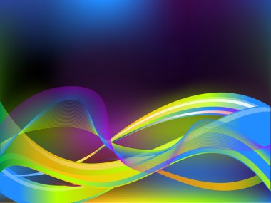 Blue and green neon waves clipart