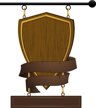 Wooden sign and banner clipart