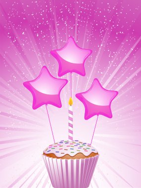 Cupcake and candle clipart