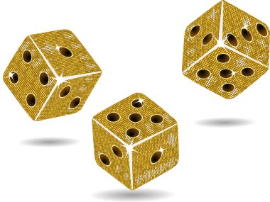 Gold mosaic dice and shadows clipart