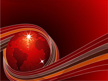 Red world globe and ribbon clipart