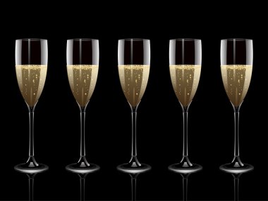 Reflected champagne flutes clipart