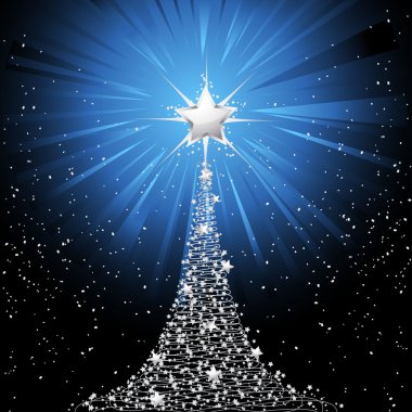 Silver star filled christmas tree clipart