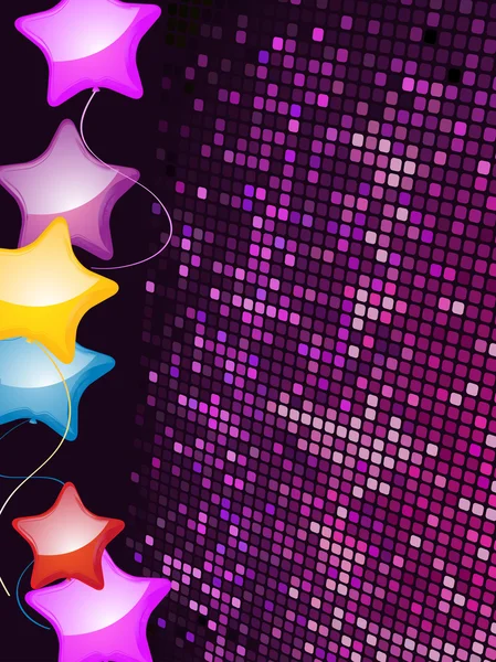 Воздушные шары на фиолетовом фоне мозаики — стоковый вектор