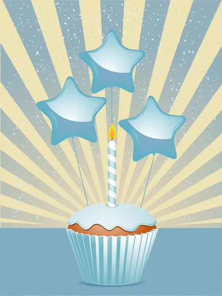 Blå födelsedag cupcake — Stock vektor