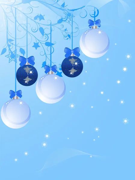 Azul e branco Natal bugigangas — Vetor de Stock