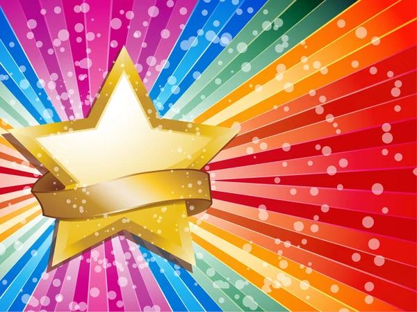 Estrella de la celebración y fondo del arco iris — Vector de stock