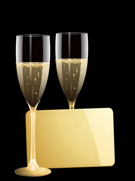 Champagne e oro tag messaggio — Vettoriale Stock