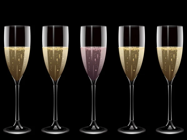 Champagne és pezsgő rózsaszín — Stock Vector