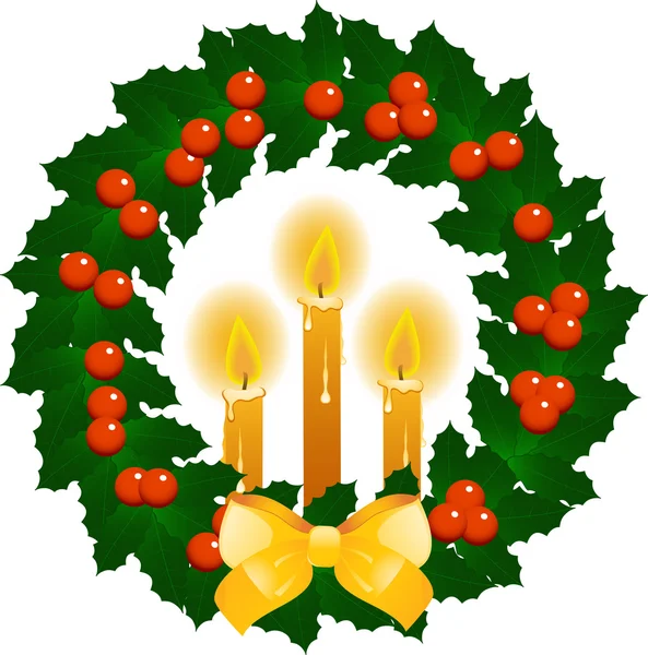 圣诞蜡烛和花圈 — 图库矢量图片