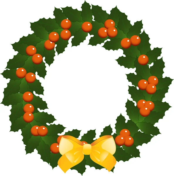 クリスマスのヒイラギの花輪 — ストックベクタ