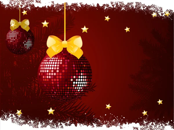 Kerstboom silhouet en kerstballen — Stockvector