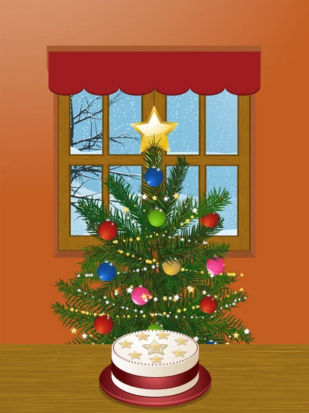 Christmas tree and cake — Stock Vector