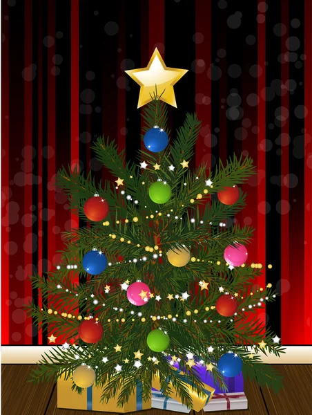 Weihnachtsbaum und Geschenke — Stockvektor