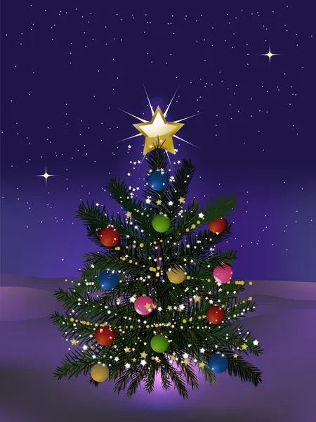 Christmas tree night — Stock Vector