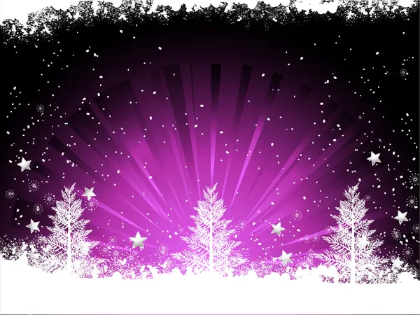 Kerstbomen en sneeuwvlokken — Stockvector