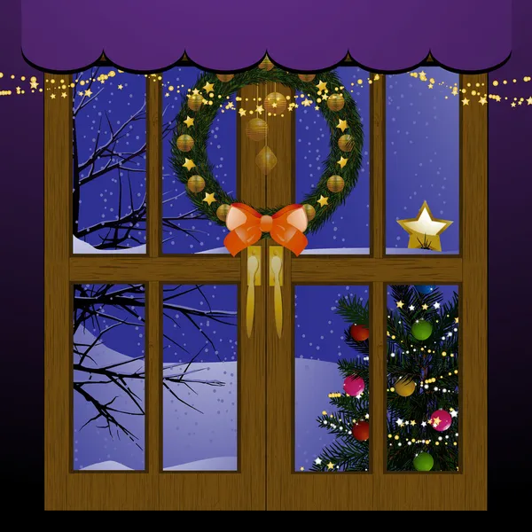 Christmas window — Stock Vector