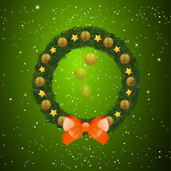 Arbre de Noël vert et or fond — Image vectorielle