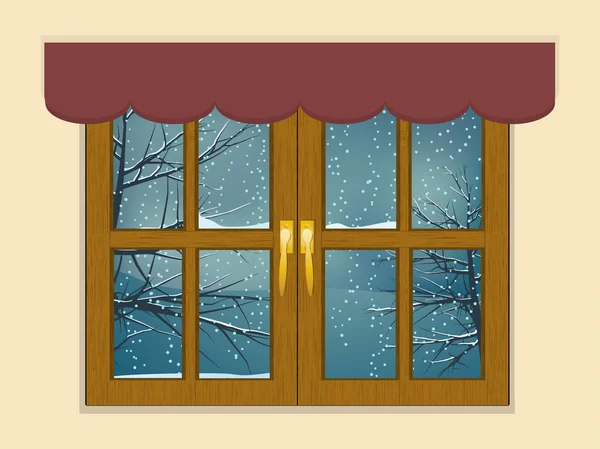Inverno escuro janela meteorológica — Vetor de Stock